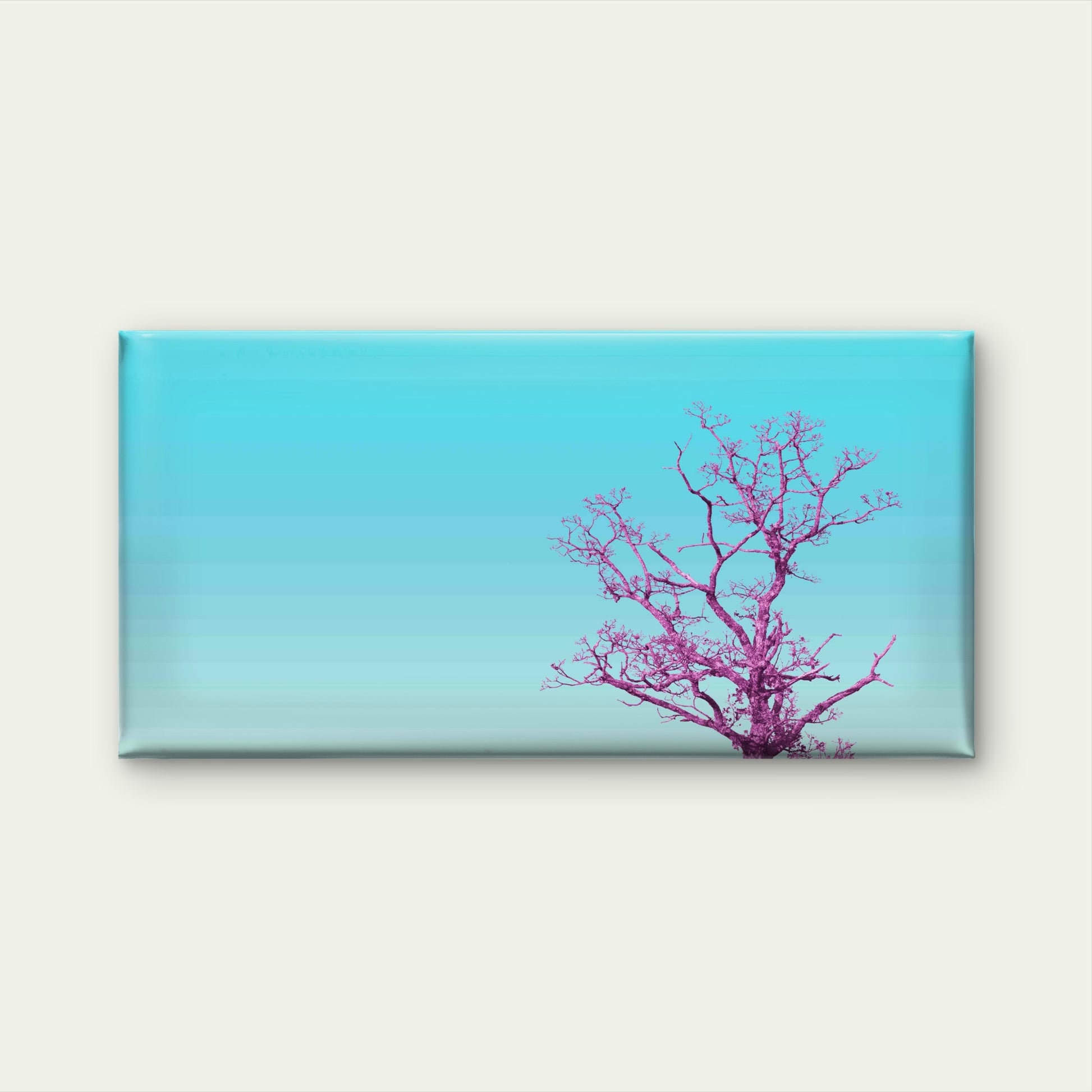 Pink Tree On Blue S Wall Art Canvas Office Home Room Framed 120x60cm - Bella Home Decor