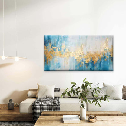 Abstract with Golden Leaf Accen Wall Art Canvas Office Home Room Framed 120x60cm - Bella Home Decor