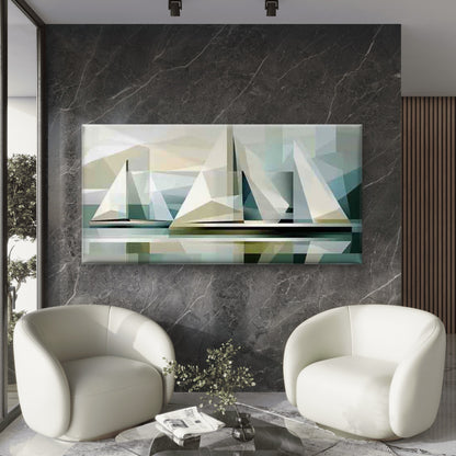 Abstract Sailboats Art Wall Art Canvas Office Home Room Framed 120x60cm - Bella Home Decor