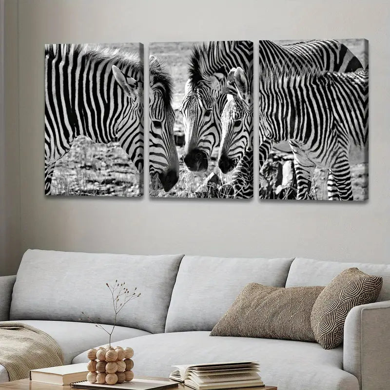 3pcs Black & White Horse Abstract Wall Art Set Canvas Framed 60x90cm - High Quality Print 100% Australian Made Wall Canvas Ready to Hang - Bella Home Decor