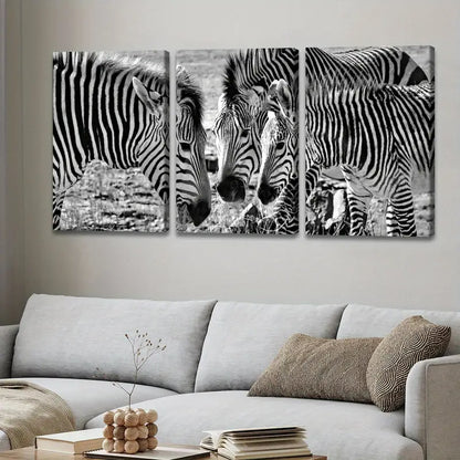 3pcs Black & White Horse Abstract Wall Art Set Canvas Framed 60x90cm - High Quality Print 100% Australian Made Wall Canvas Ready to Hang - Bella Home Decor