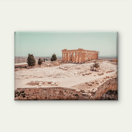Aerial view of Parthenon Temple that dominates Acropolis, Athens, Greece Neutral Vintage Wall Art Decor 100% Australian Made