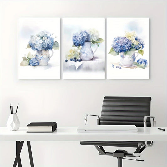 3pcs Modern Floral & Vase Design Bohemian Metal Print Ready to Hang Art
