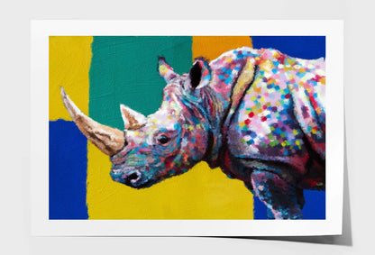 Abstract Rhinoceros on Colorful Background Wall Art Limited Edition High Quality Print