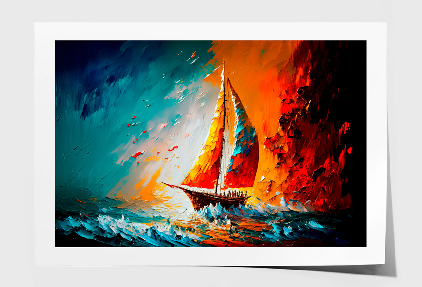 Illustration Of Seascape With Yacht Oil Painting Wall Art Limited Edition High Quality Print Unframed Roll Canvas None