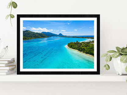 French Polynesia Tahiti island Glass Framed Wall Art, Ready to Hang Quality Print With White Border Black