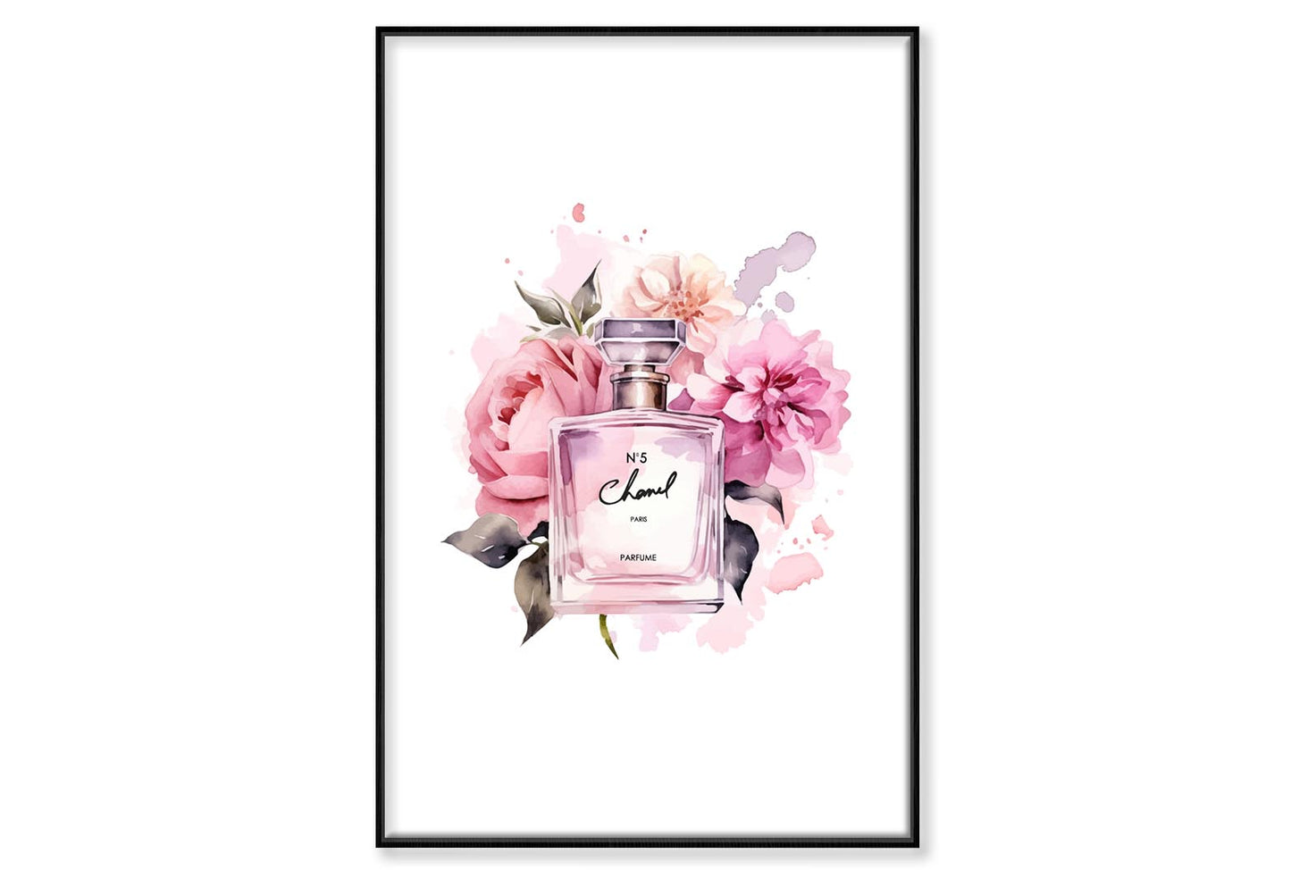 Elegant Pink Perfume Wall Art Limited Edition High Quality Print Canvas Box Framed Black