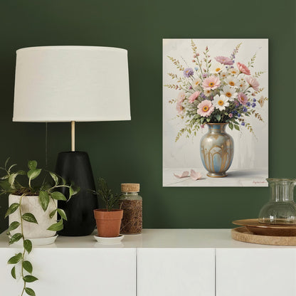 Blush Pink Gerbera Daisy Vase 40x60cm Metal Print Ready to Hang - Bella Home Decor