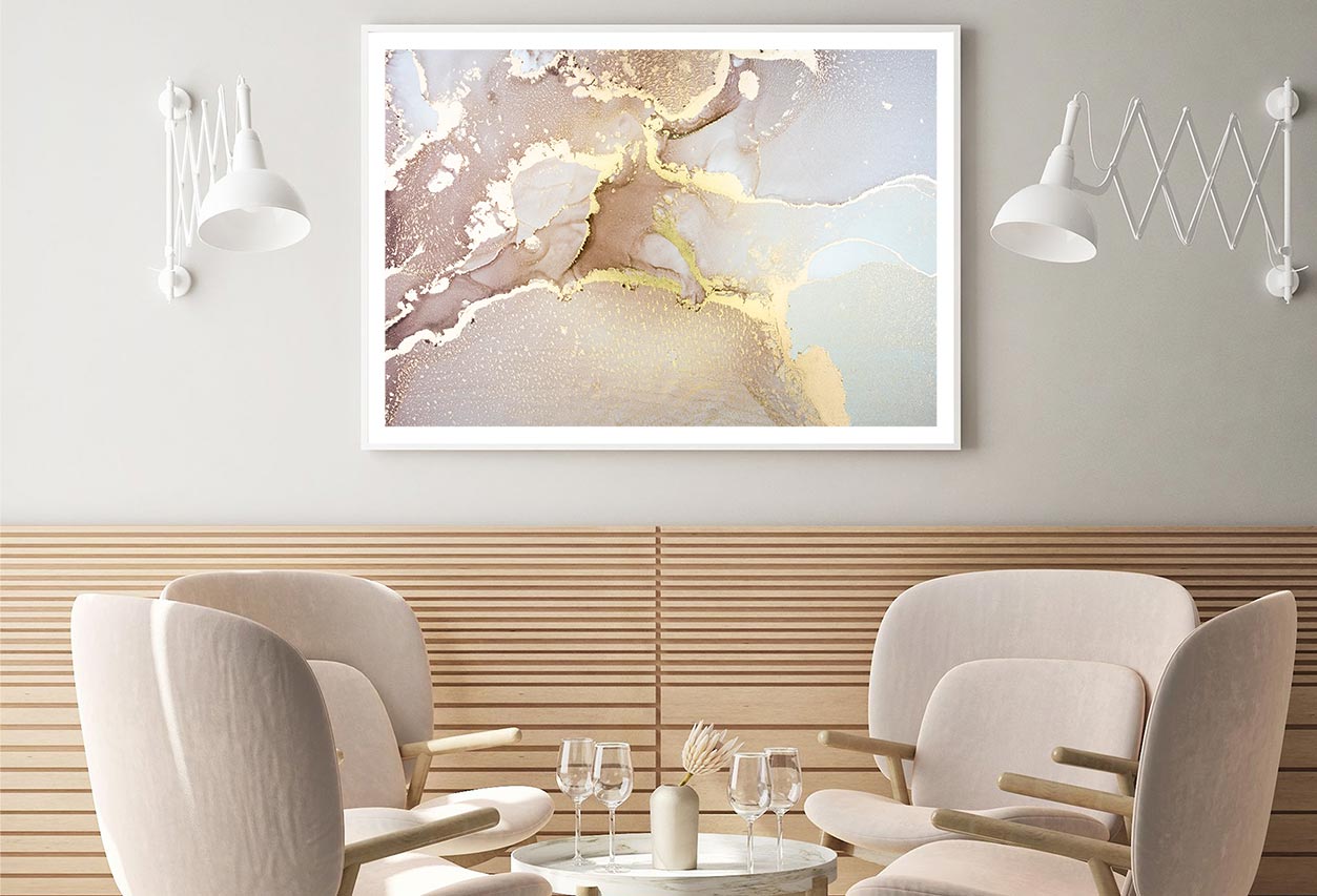 Gray Pink Gold Abstract Fluid Art Home Decor Premium Quality Poster Print Choose Your Sizes