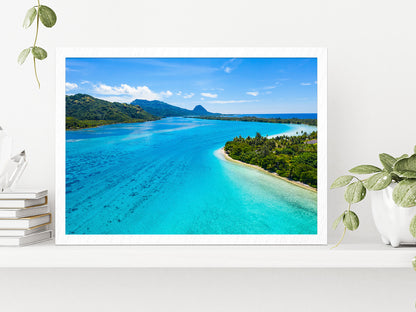 French Polynesia Tahiti island Glass Framed Wall Art, Ready to Hang Quality Print Without White Border White