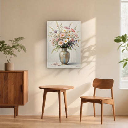 Blush Pink Gerbera Daisy Vase 40x60cm Metal Print Ready to Hang - Bella Home Decor
