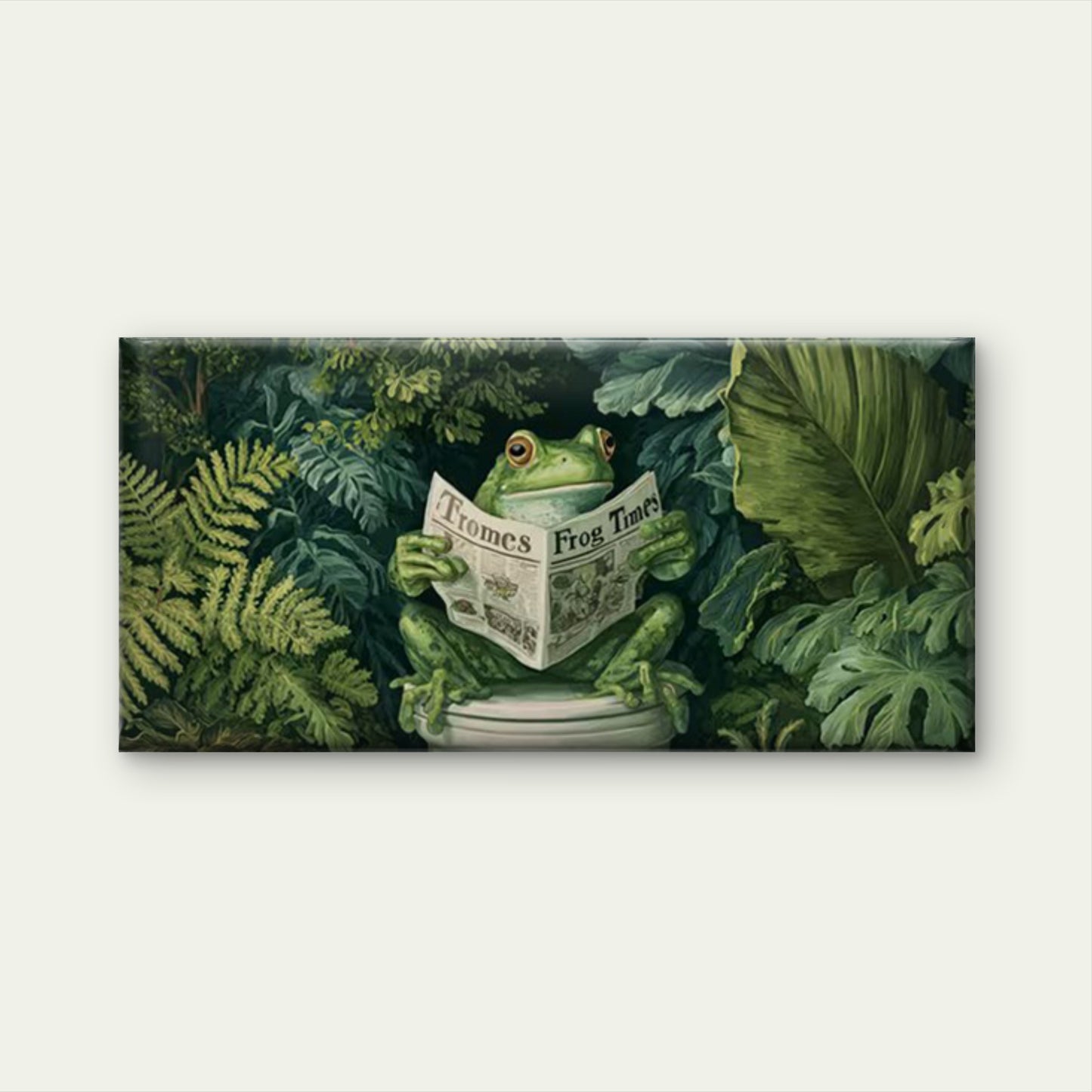 Funny Frog Reading Newspaper Wall Art Canvas Office Home Room Framed 120x60cm