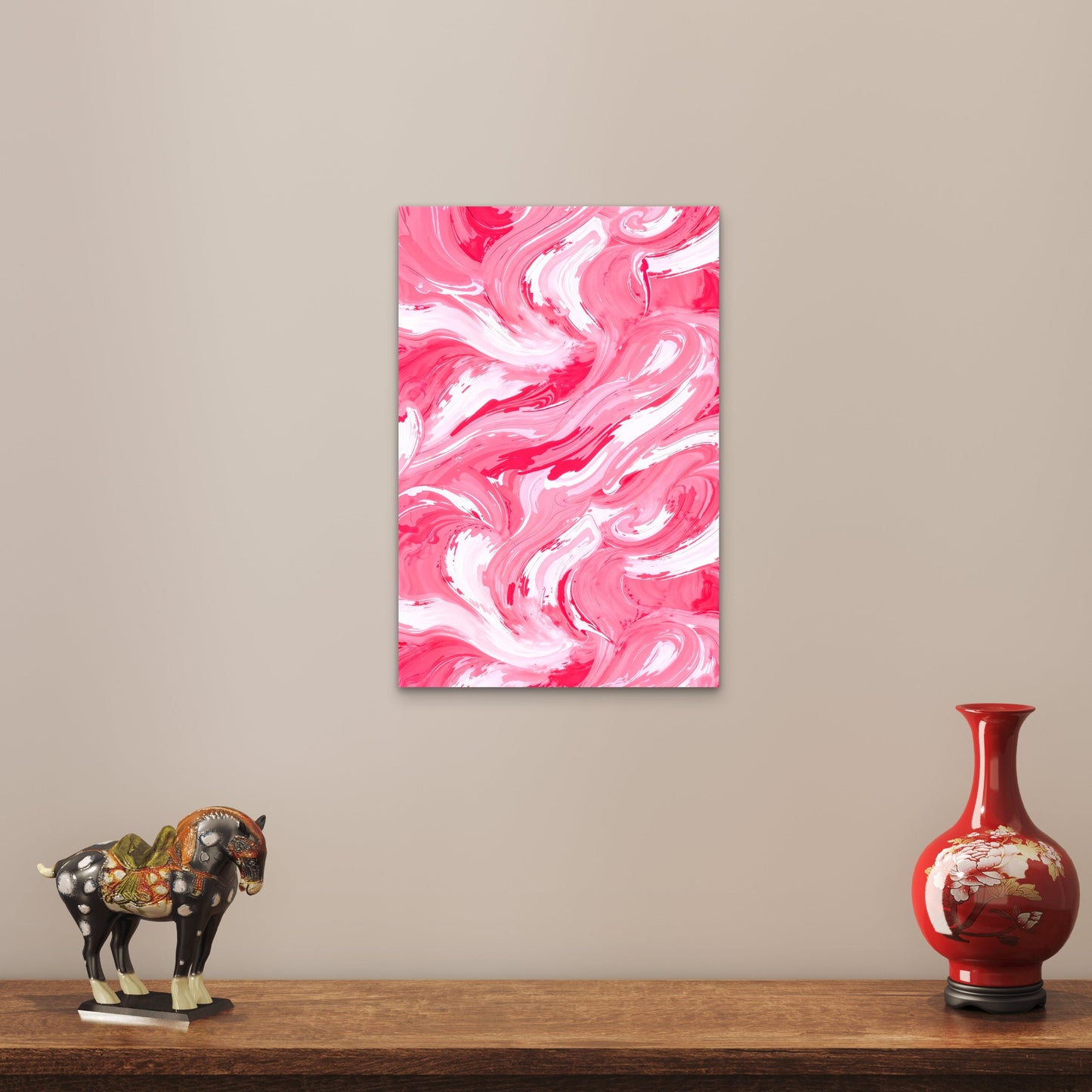 Pink Marble Swirl Illustration 40x60cm Metal Print Ready to Hang