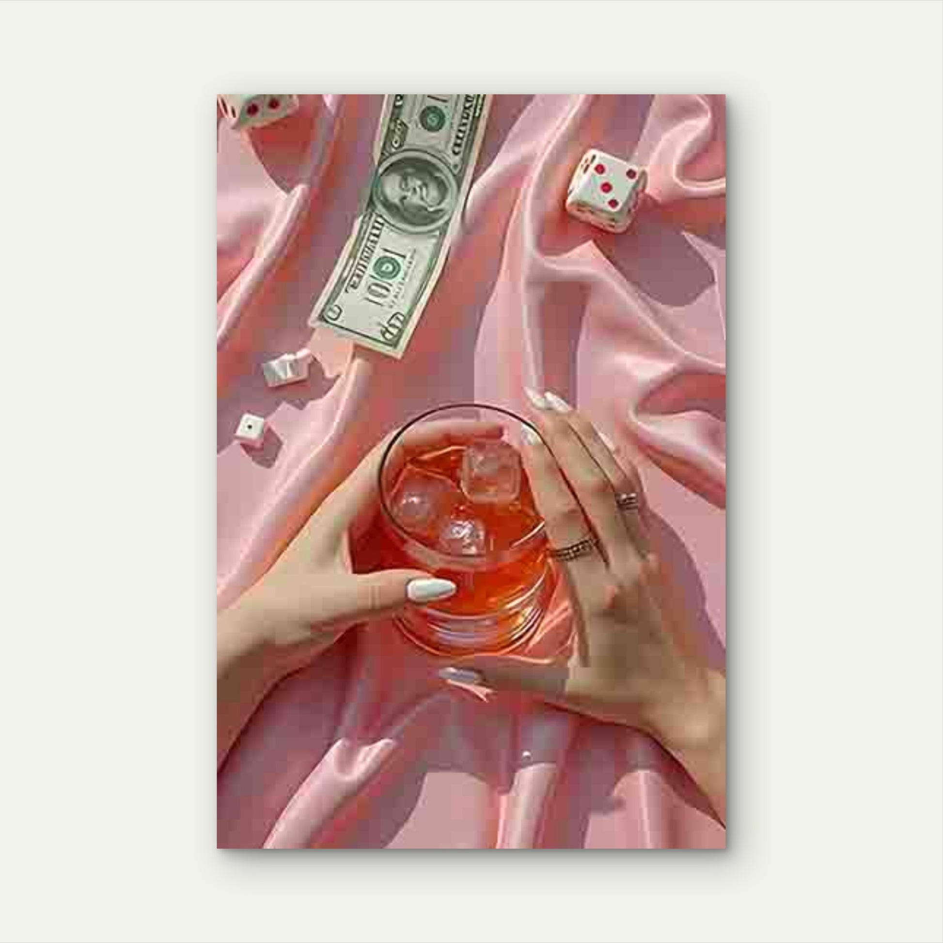 Hand Holding a Wine Glass with a Red Butterfly 60x90cm Metal Print Ready to Hang - Bella Home Decor