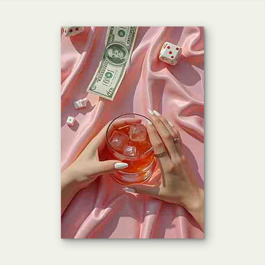 Elegantly Manicured Hands Holding a Cold Drink 60x90cm Metal Print Ready to Hang