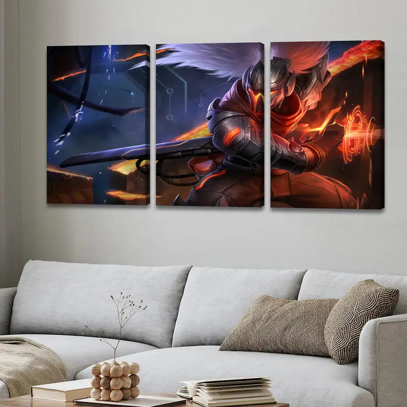 3pcs Yasuo Wind Sword Master Theme Wall Art Set Canvas Framed 50x70cm - High Quality Print 100% Australian Made Wall Canvas Ready to Hang - Bella Home Decor