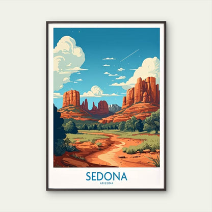 The Iconic Red Rock Spires Of Sedona Travel Poster Print Wall Art - Bella Home Decor