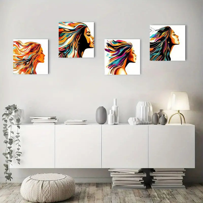 4pcs Creative Queen Color Wall Art Canvas Framed