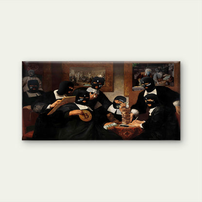 Gothic Money Parody Wall Art Canvas Office Home Room Framed 120x60cm