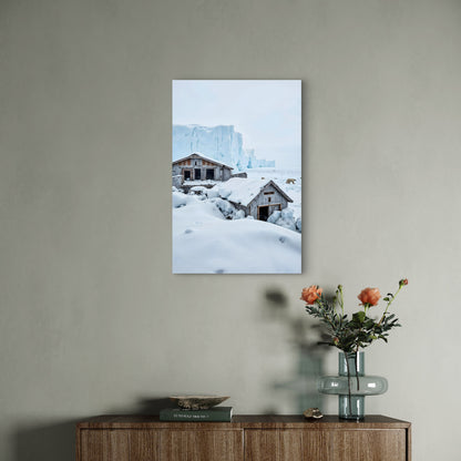 Greenland Polar Bear Arctic Cabin Shack 40x60cm Metal Print Ready to Hang