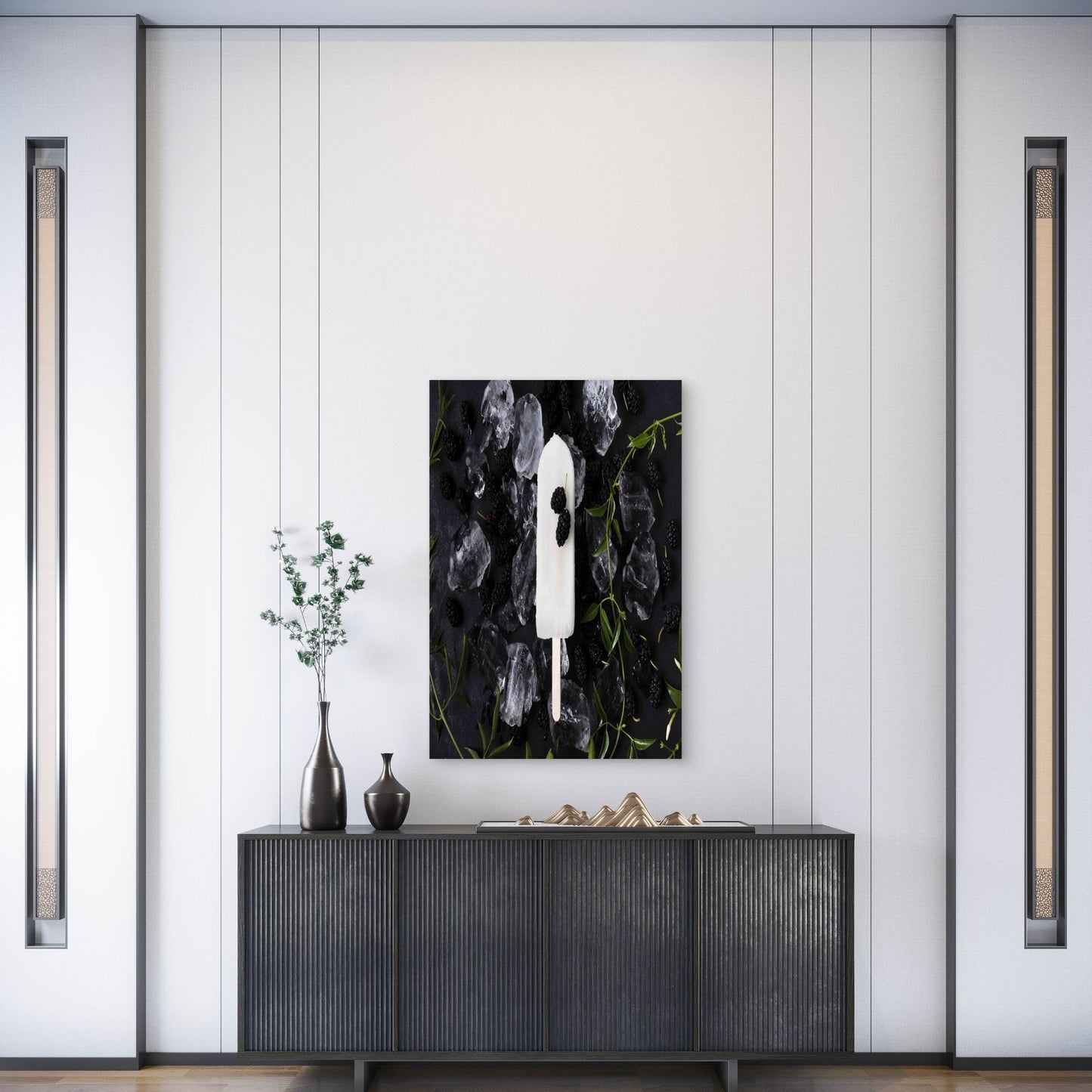 Refreshing Greek Yogurt Blackberry Popsicles Metal Print Ready to Hang
