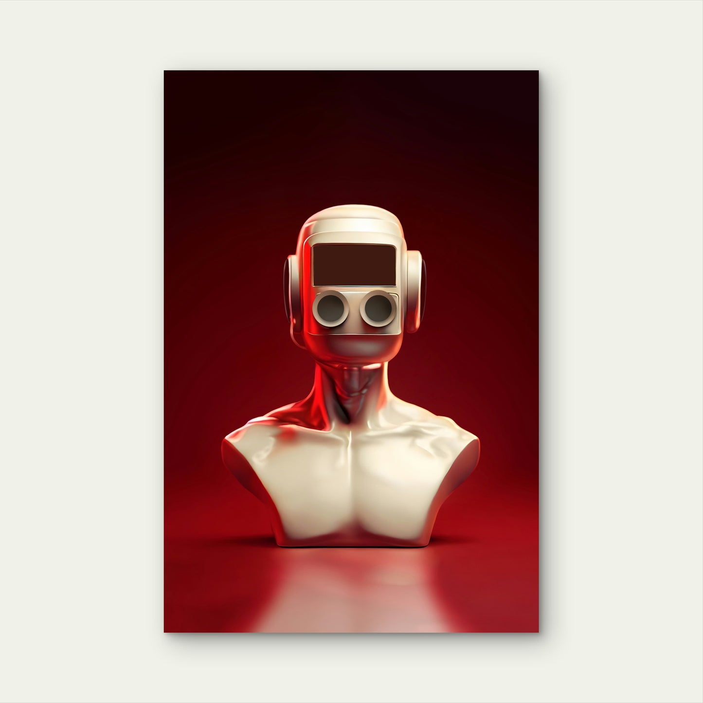 Futuristic Robot Head 40x60cm Metal Print Ready to Hang