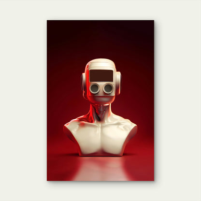 Futuristic Robot Head 40x60cm Metal Print Ready to Hang