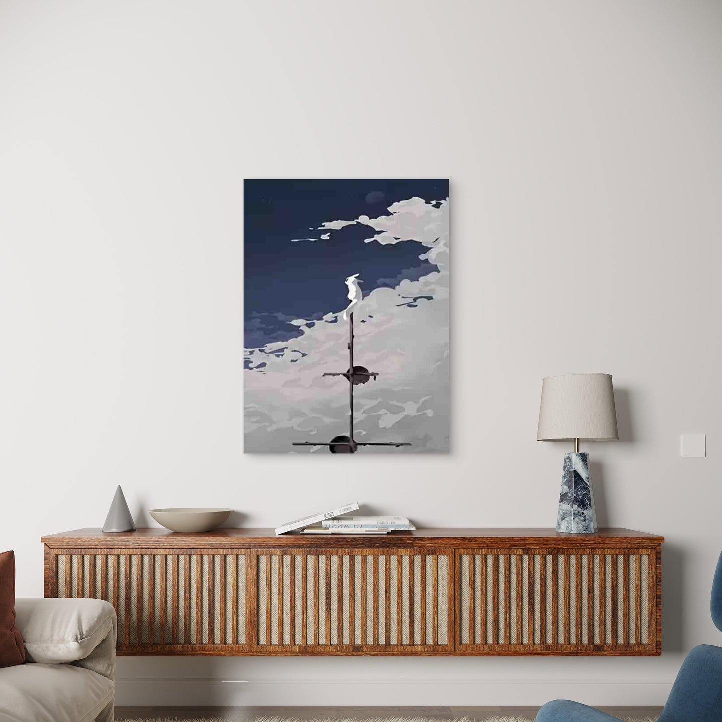 Modern Cartoon Ink  60x90cm Metal Print Ready to Hang