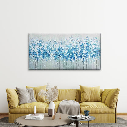 Blue and White Abstract Tree Wall Art Canvas Office Home Room Framed 120x60cm - Bella Home Decor