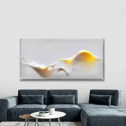 White and Gold Fluid Flows Wall Art Canvas Office Home Room Framed 120x60cm