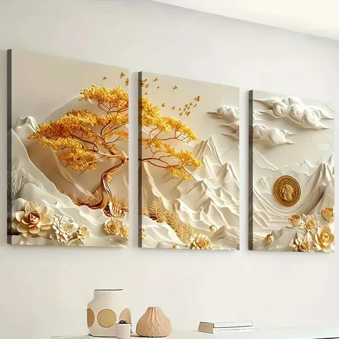 3pcs Abstract Light Luxury Wind Mountain Landscape Art Wall Art Canvas Unframed - High Quality Print 100% Australian Made Wall Canvas - Bella Home Decor