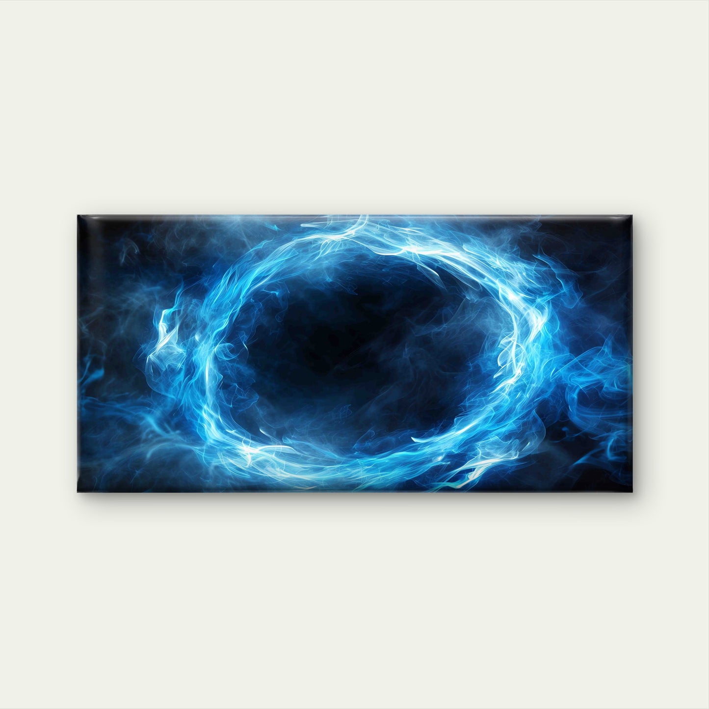 Abstract Blue Smoke Ring Wall Art Canvas Office Home Room Framed 120x60cm