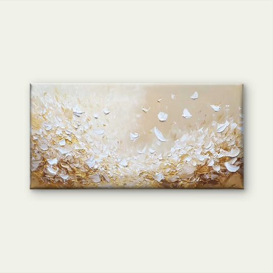 Floating White Flower Petals Wall Art Canvas Office Home Room Framed 120x60cm