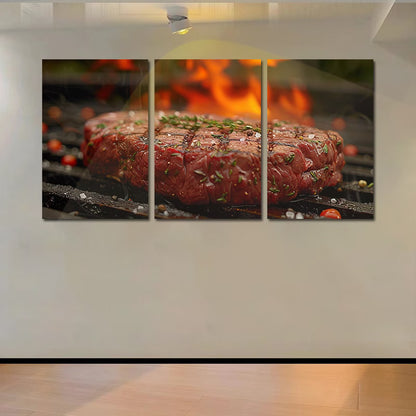 3pcs Delicious Grilled Steak Wall Art Set Canvas Framed 60x90cm - High Quality Print 100% Australian Made Wall Canvas Ready to Hang - Bella Home Decor