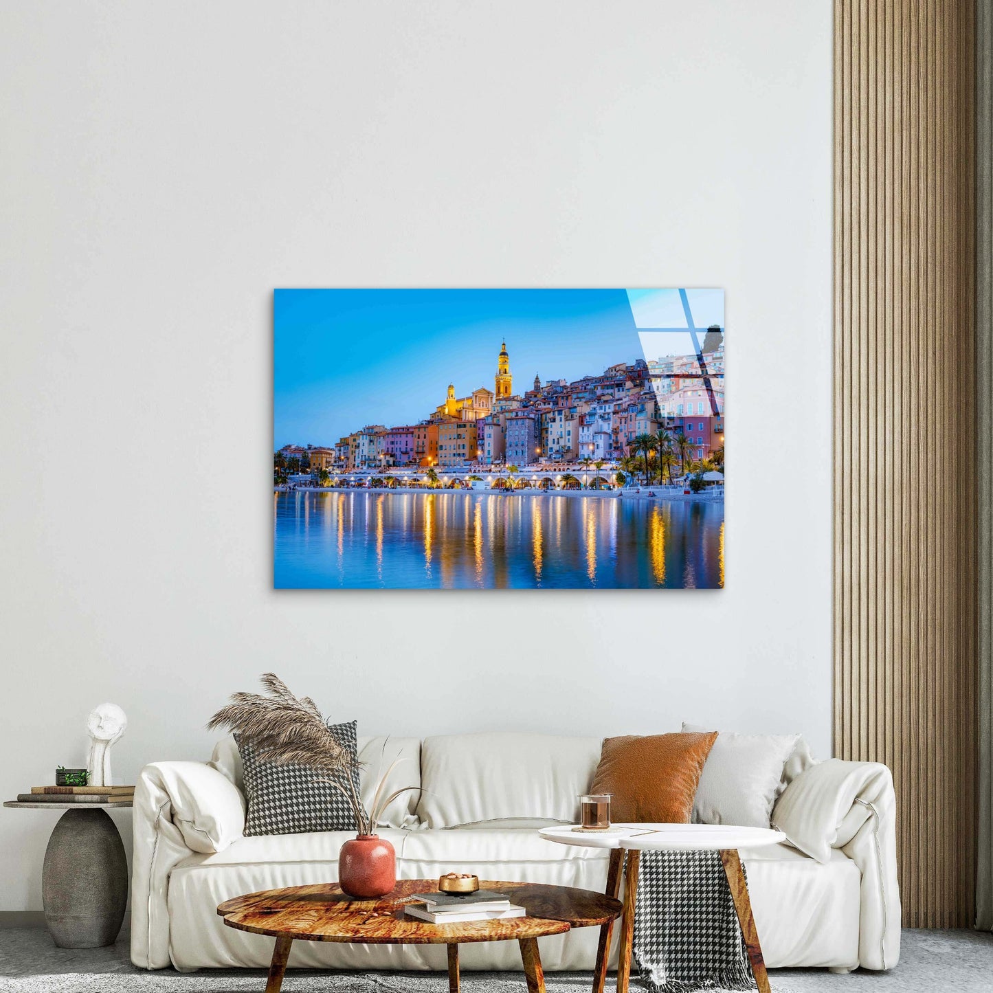 French Riviera Coastal Tempered Glass Printing Wall Art Australian Made Quality