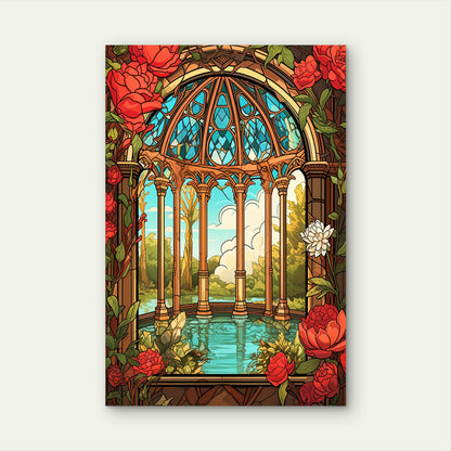 Palace Pavilion Garden Red Rose 40x60cm Metal Print Ready to Hang