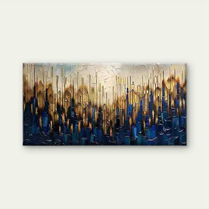 Blue And Brown Brush Strokes, Wall Art Canvas Office Home Room Framed 120x60cm - Bella Home Decor