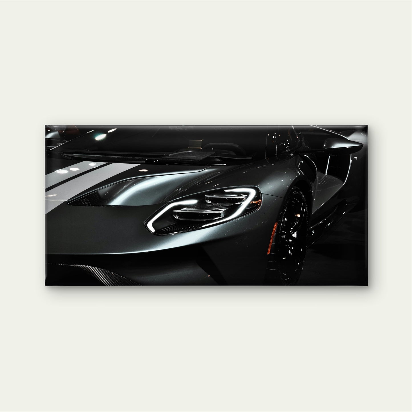 Ford GT Supercar Racing Stripe Art Wall Art Canvas Office Home Framed 120x60cm