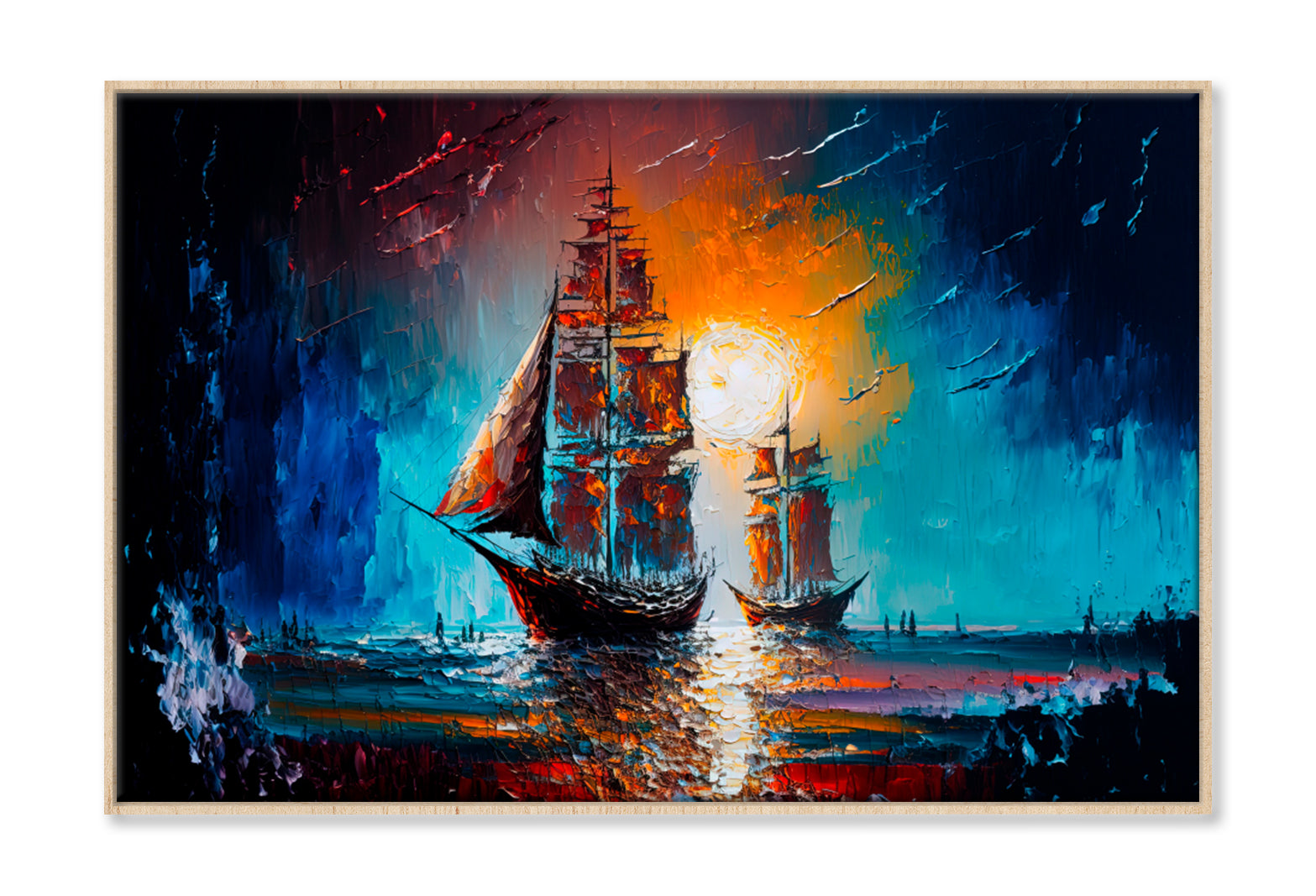 Seascape With Yacht Oil Painting Wall Art Limited Edition High Quality Print Canvas Box Framed Natural