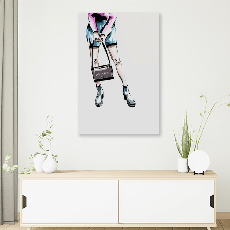 Blue Shoes with Bag 3D Design Acrylic Glass Print Tempered Glass Wall Art 100% Made in Australia Ready to Hang