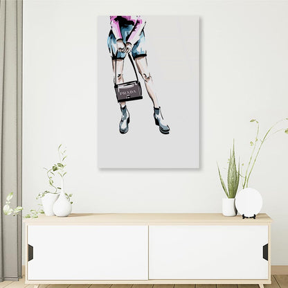 Blue Shoes with Bag 3D Design Acrylic Glass Print Tempered Glass Wall Art 100% Made in Australia Ready to Hang