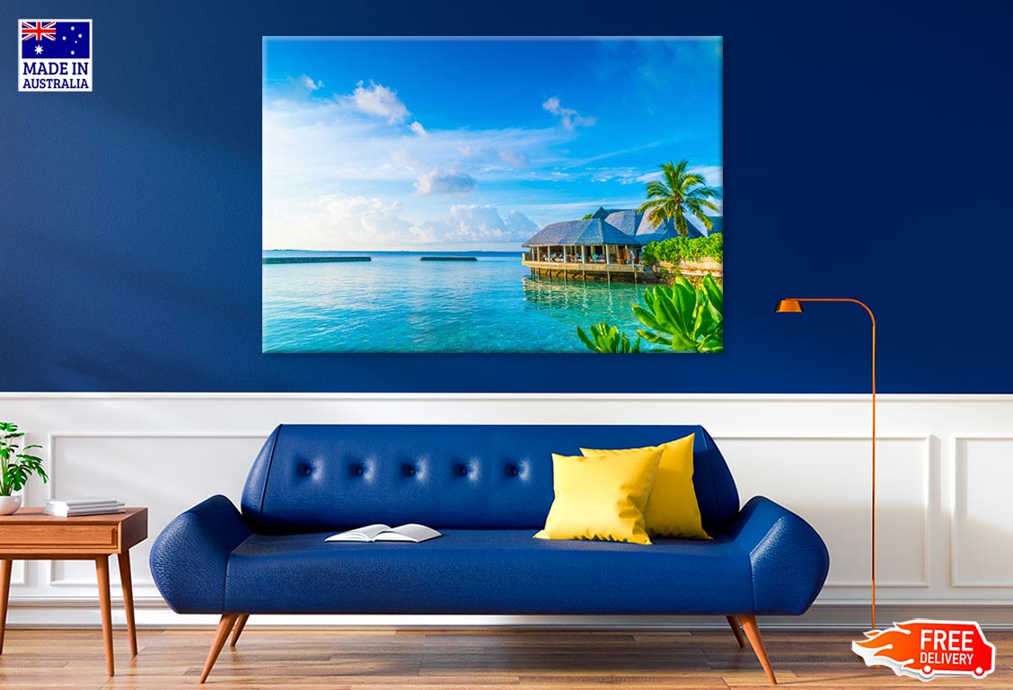 Water Villas In Maldives Island Print 100% Australian Made