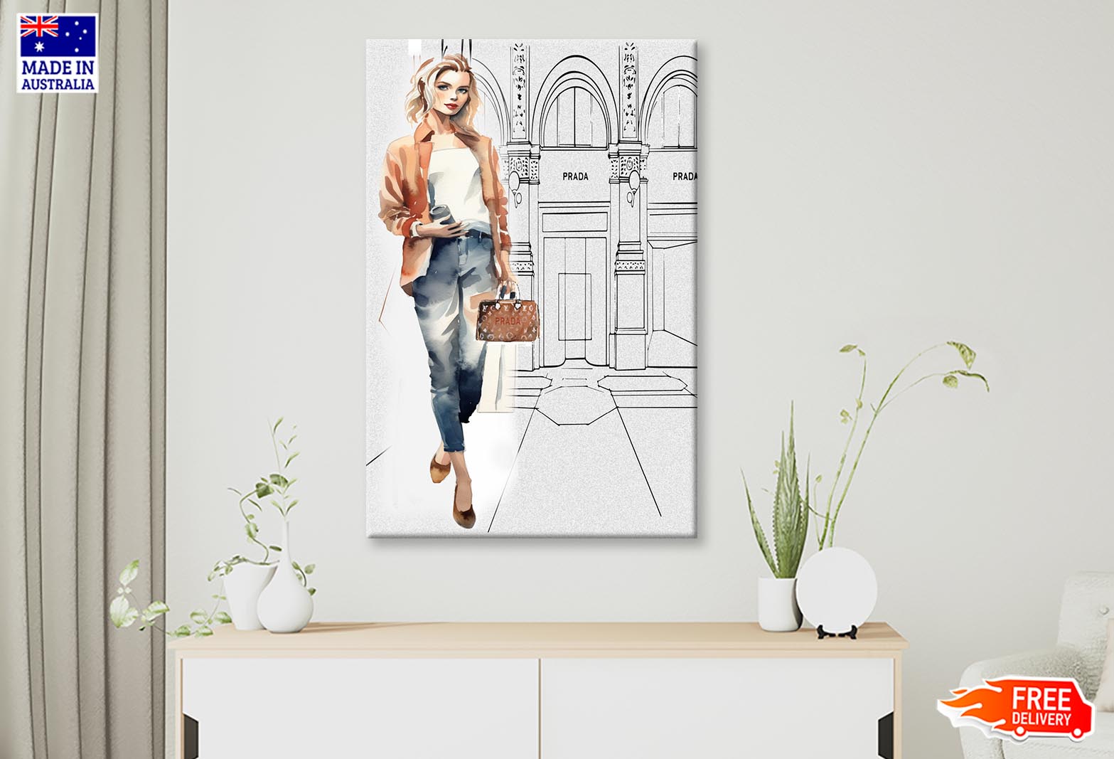 Stylish Girl with Fashion Store Wall Art Limited Edition High Quality Print