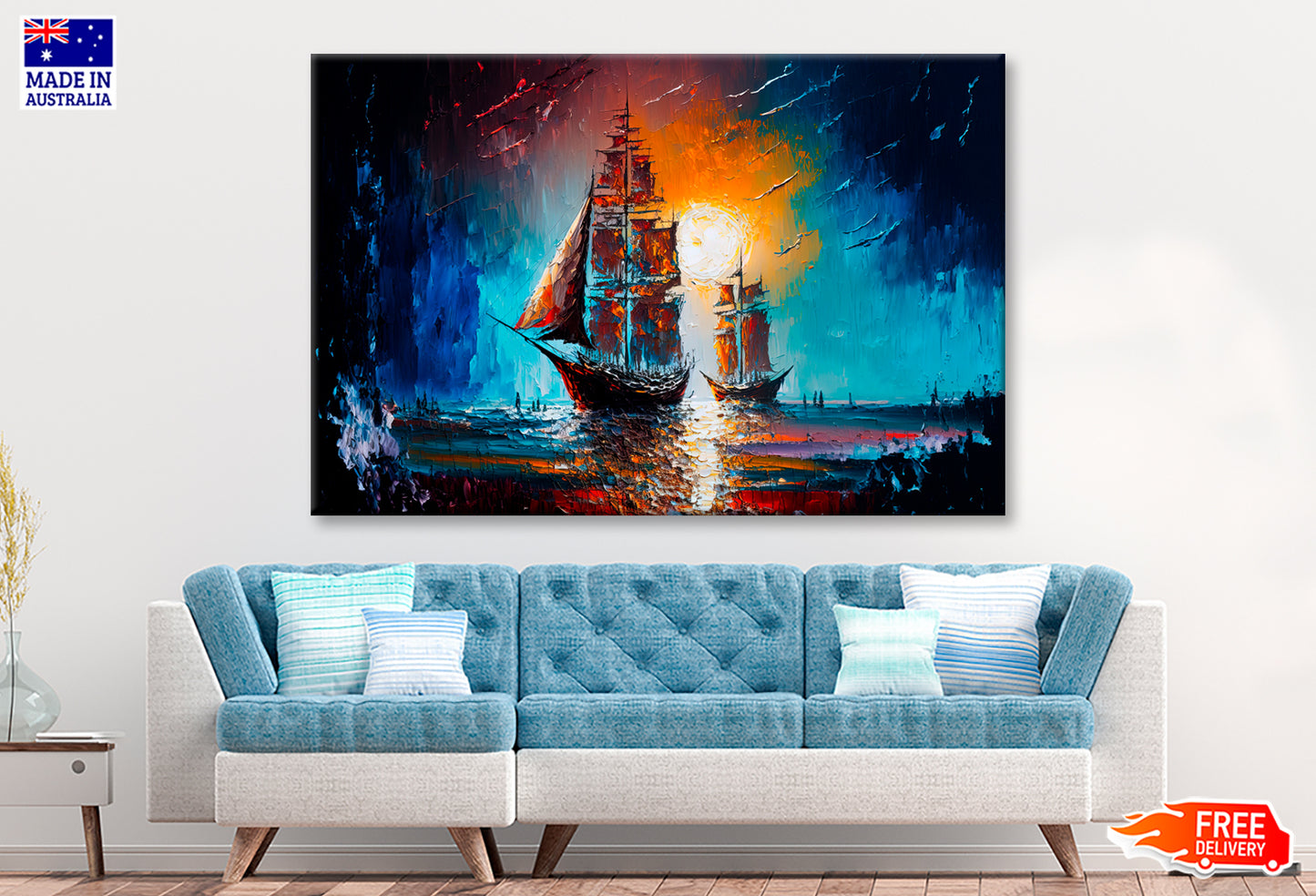 Seascape With Yacht Oil Painting Wall Art Limited Edition High Quality Print