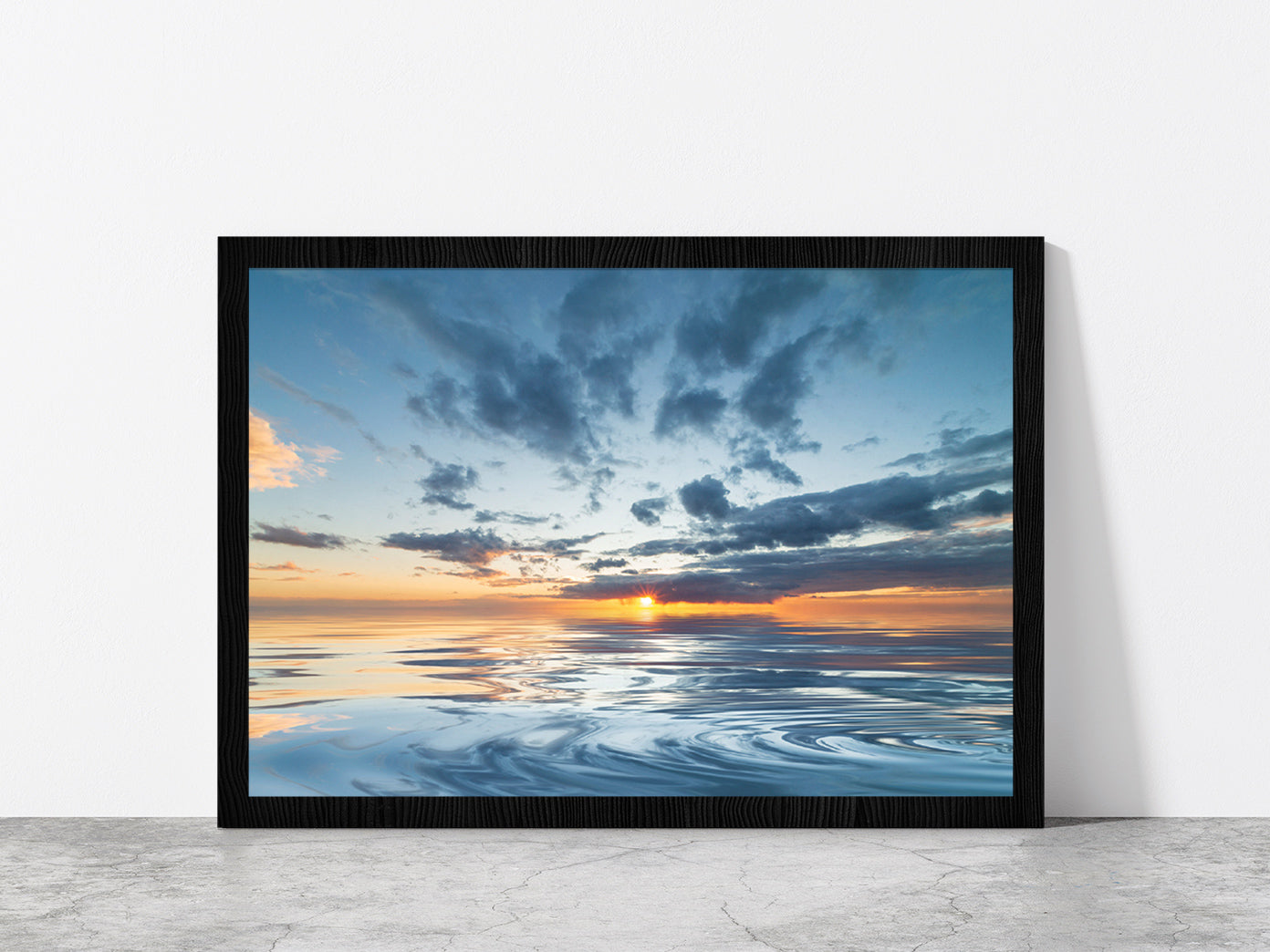 Sunset During The Rain & Blue Sky Glass Framed Wall Art, Ready to Hang Quality Print Without White Border Black