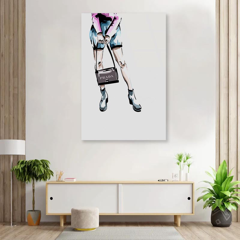 Blue Shoes with Bag 3D Design Acrylic Glass Print Tempered Glass Wall Art 100% Made in Australia Ready to Hang