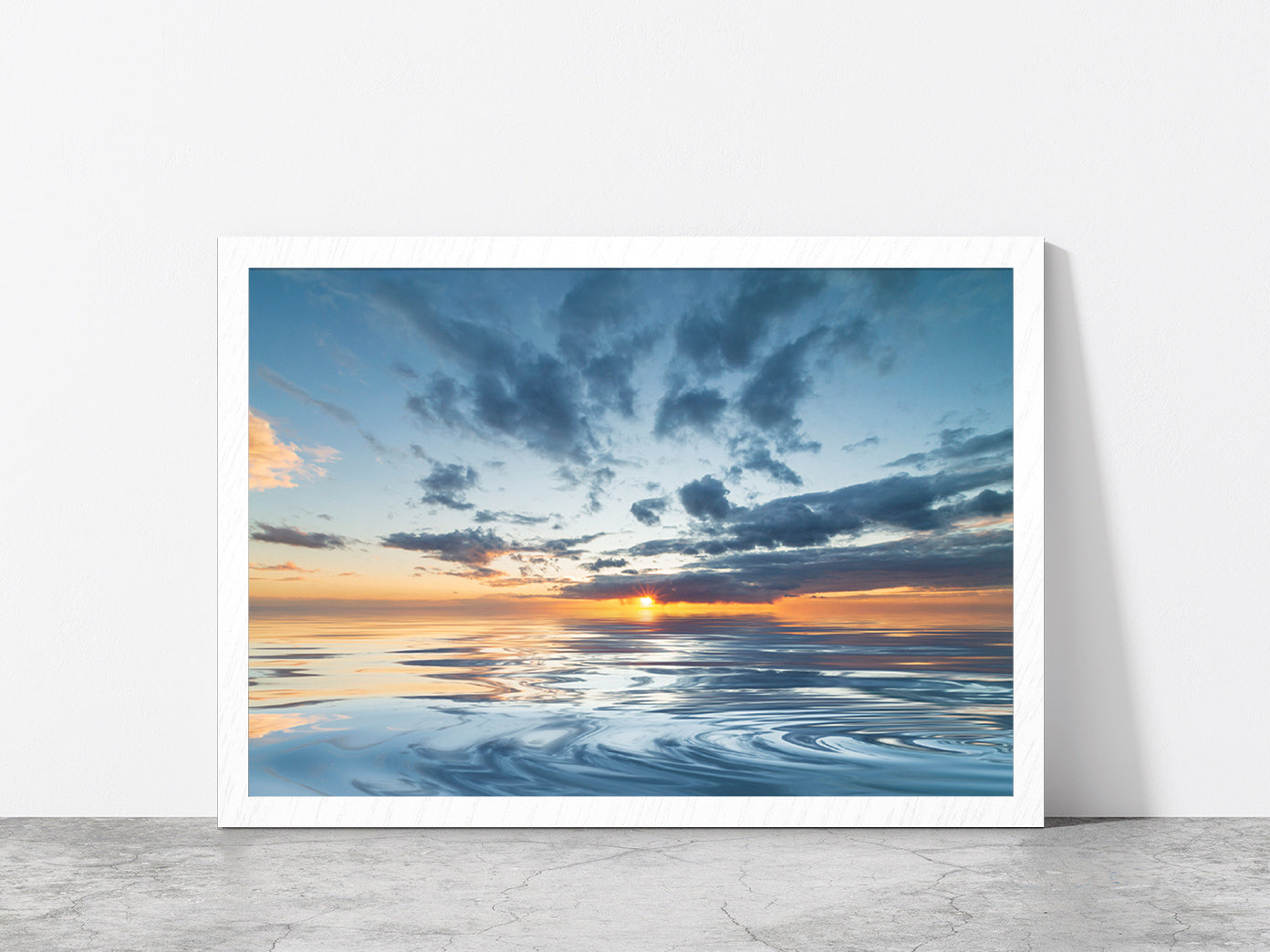 Sunset During The Rain & Blue Sky Glass Framed Wall Art, Ready to Hang Quality Print Without White Border White