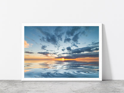 Sunset During The Rain & Blue Sky Glass Framed Wall Art, Ready to Hang Quality Print Without White Border White