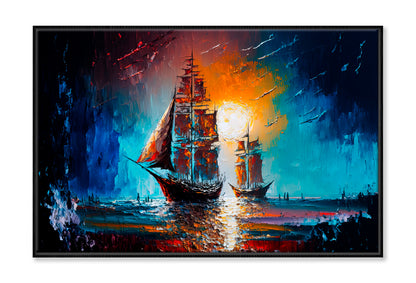 Seascape With Yacht Oil Painting Wall Art Limited Edition High Quality Print Canvas Box Framed Black