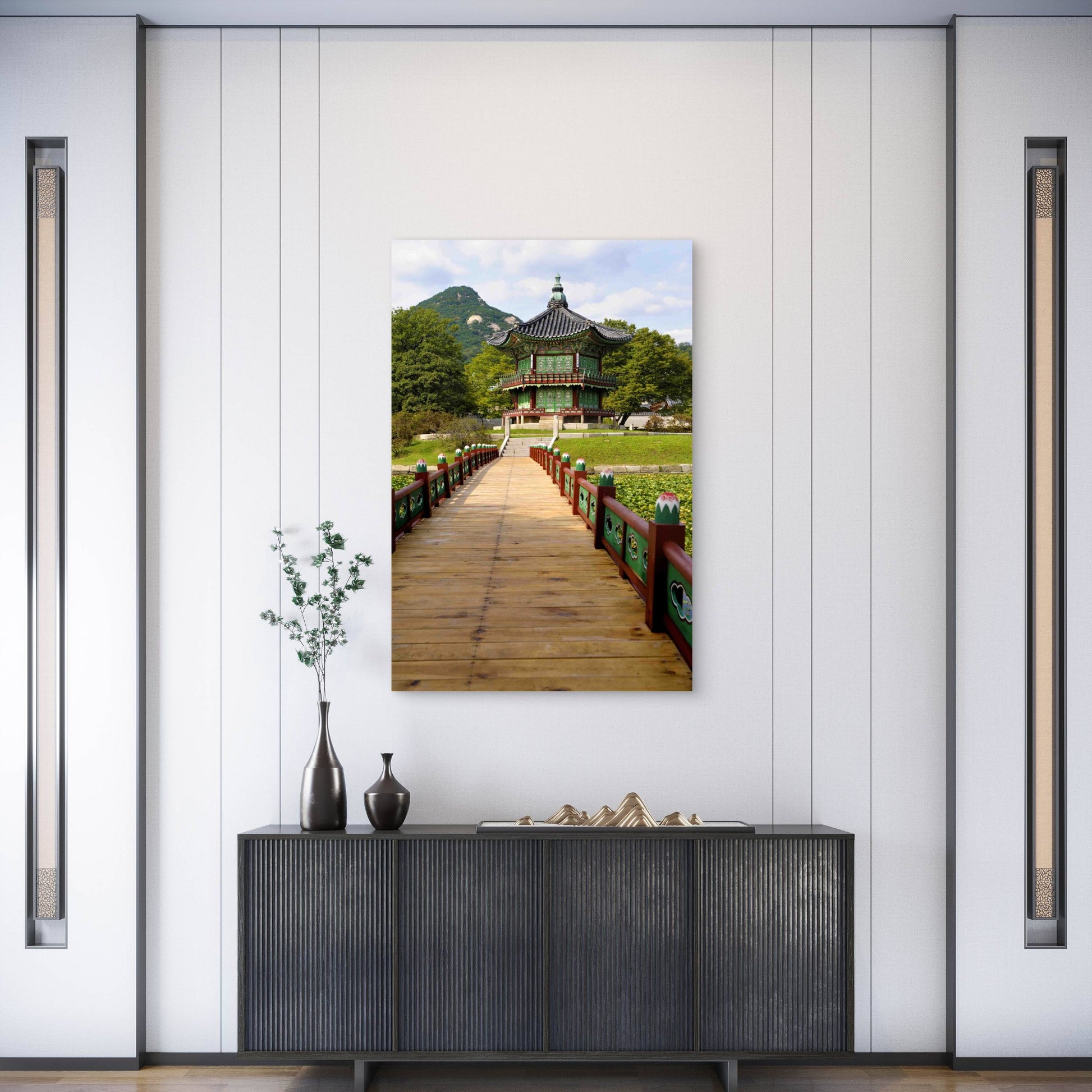 Asian Pagoda Scenic Setting 60x90cm Metal Print Ready to Hang